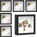 Shadow Box Frame  8"x8" Square Frame Display Case, Square Display Case for Wall Mountable Display Box for Medals, Photos, Dried Flowers (6 Pcs /Black )
