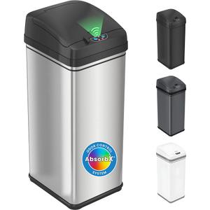 iTouchless 13 Gallon Sensor Trash Can with Lid | Pet Lock and Odor Filter
Patented Automatic 50L Stainless Steel Kitchen Garbage Bin, Touchless Motion Activated, Fingerprint-Proof Wastebasket Silver