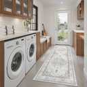 Madane Washable Runner Rug - 2x6 Rug Runners for Hallways 6 Foot Non Slip Vintage Kitchen Runner Rug Ultra-Thin Bathroom Runner Rugs Carpet Laundry Room Bedroom (2x6ft, Grey)