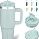 BJPKPK 30 oz Tumbler With Handle Insulated Tumblers With Lid And Straw Stainless Steel Thermal Cup,Blue Haze