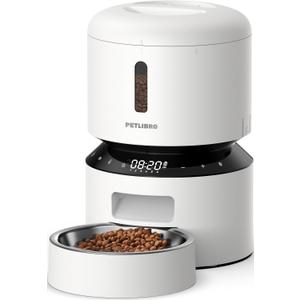 PETLIBRO Automatic Cat Feeder 3L Programmable Pet Food Dispenser with Freshness Preservation, Timed Portion Control, Voice Meal Call & Dual Power Supply, Healthy Feeding for Cats & Small Dogs White