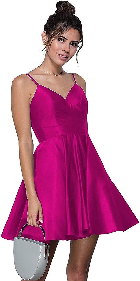 Stylefun Women's V-Neck Short Homecoming Dresses for Teens 2025 Spaghetti Strap Prom Dress with Pocket CYM025 (6)