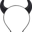 Devil Horns Headband Halloween Headband Hairwear Halloween Cosplay Devil Costume for Womens Toddler and Adult (Glitter Black Horns)