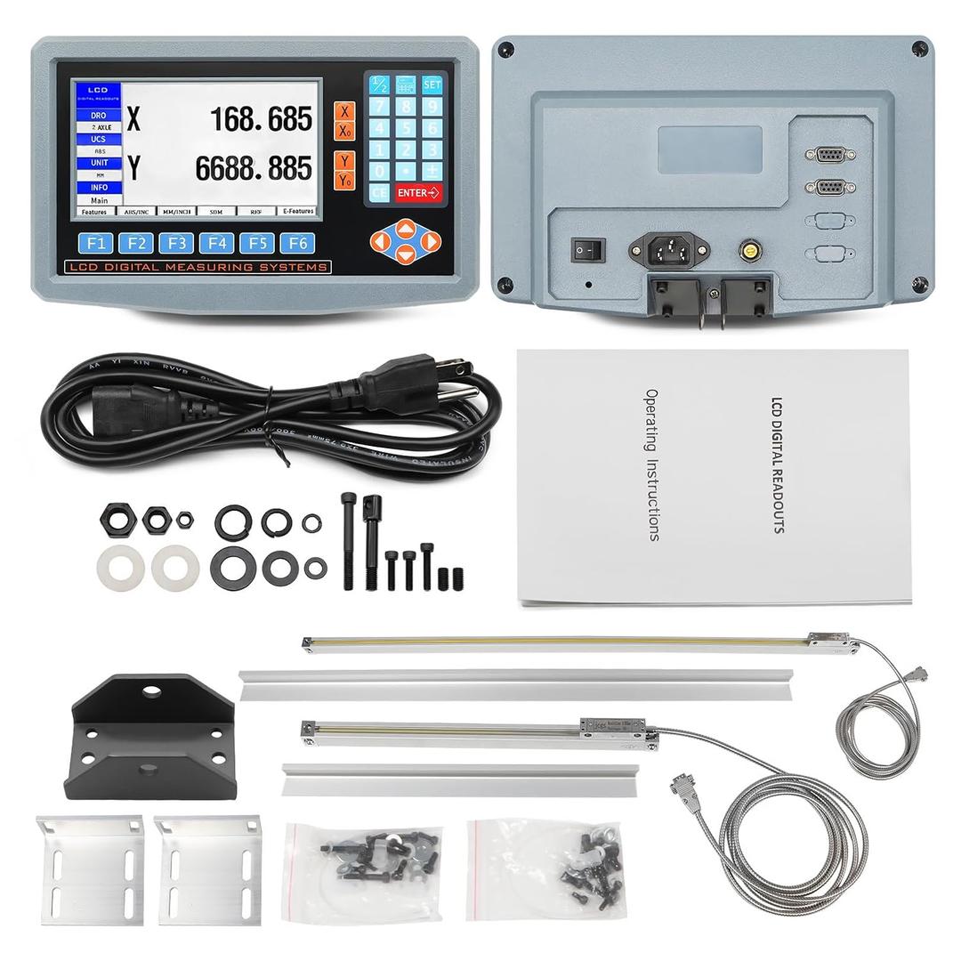 2-Axis Digital Display RPM Display Linear Scale Encoder DRO Kit 350mm+700mm for CNC Milling Machine Metal Lathe with Instruction Manual
