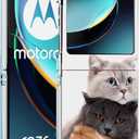 Razr Plus 2023 Case, Brown Cute Cat Anti-Scratch Solid Hard case Protective Shookproof Phone Cover for Motorola Razr+ 2023/Razr Plus 2023