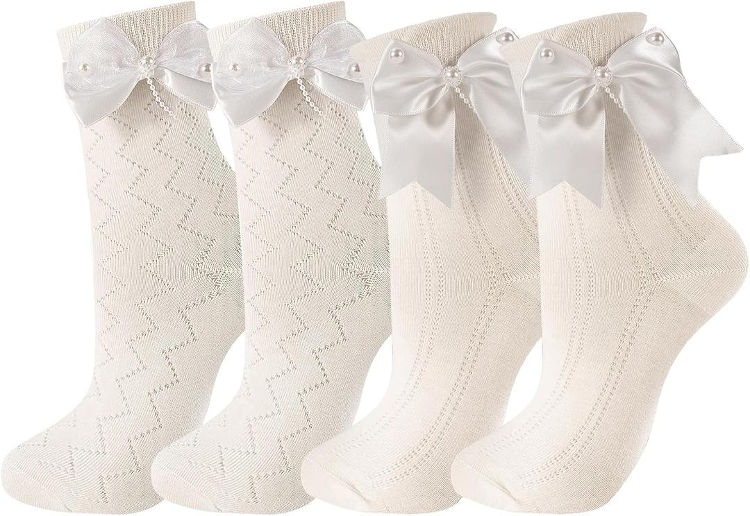 Bows Socks Women Ankle Socks Womens Crew Socks Satin Bow White Ruffle Frilly Cotton Princess Lace Ankle Dress Socks