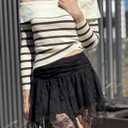 Avidlove Lace Mini Skirts for Women Flowy Skirt Boho Layered Asymmetrical Short Skirt (Black, XL)