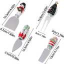 4-Piece Hand Christmas Resin Handles Cheese Knives, Xmas Charm Cheese Spreader Knife for Charcuterie Board Tools