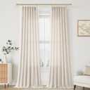 Pleated Linen Curtains 96 Inches Long for Living Room 2 Panel Set Cream Ivory Beige Semi Sheer Light Filtering Pinch Pleat with Hooks Back Tab Drapes Neutral Boho 96 Inch Curtain for Bedroom Window