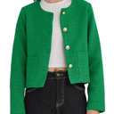 LifeShe Tweed Jacket Women Cropped Long Sleeve Work Blazers Fall Casual Open Front Office Coats
L