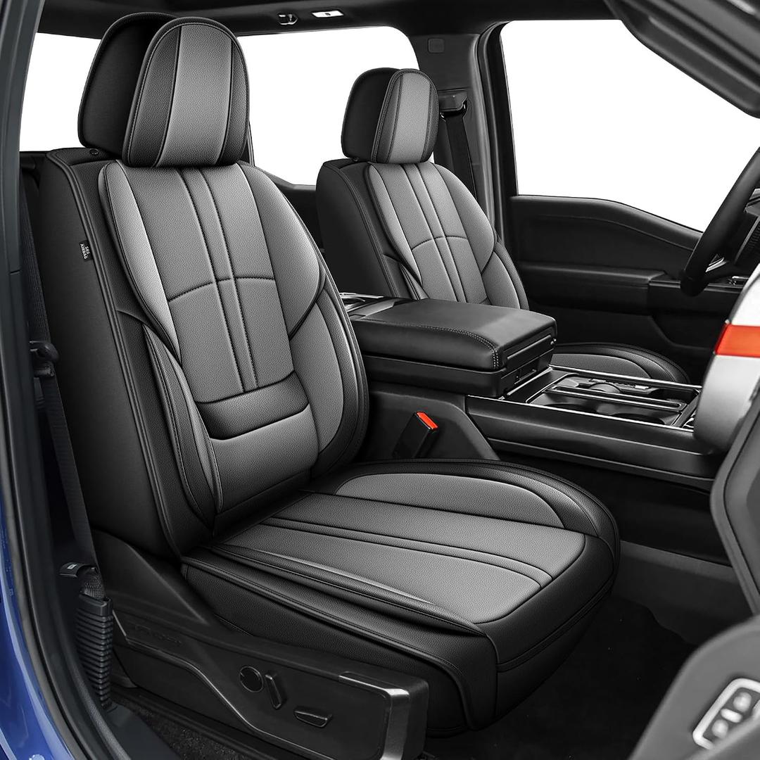 for Ford F150 Seat Covers 2009-2024 2025 2026 F250 F350 F450 2017-2025 2026, Leather Waterproof Trucks Pickup Seat Covers Custom Fit for Ford F150