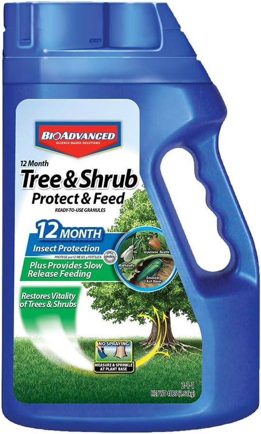BioAdvanced 12 Month Tree and Shrub Protect and Feed, Granules, 4 lb, Insect Killer and Fertilizer & Plant Food