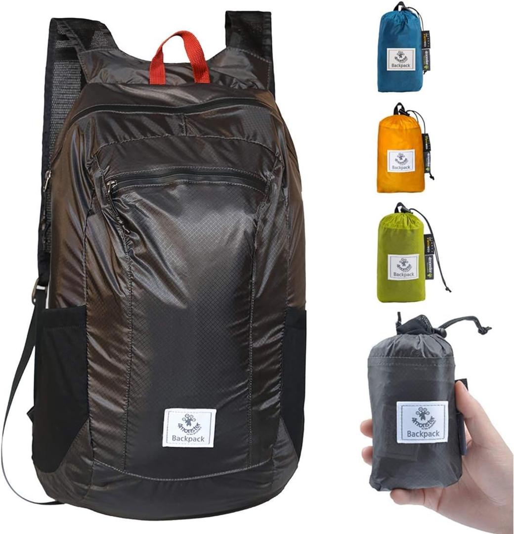 4Monster Hiking Daypack,Water Resistant Lightweight Packable Backpack for Travel Camping Outdoor (16L, Grey)