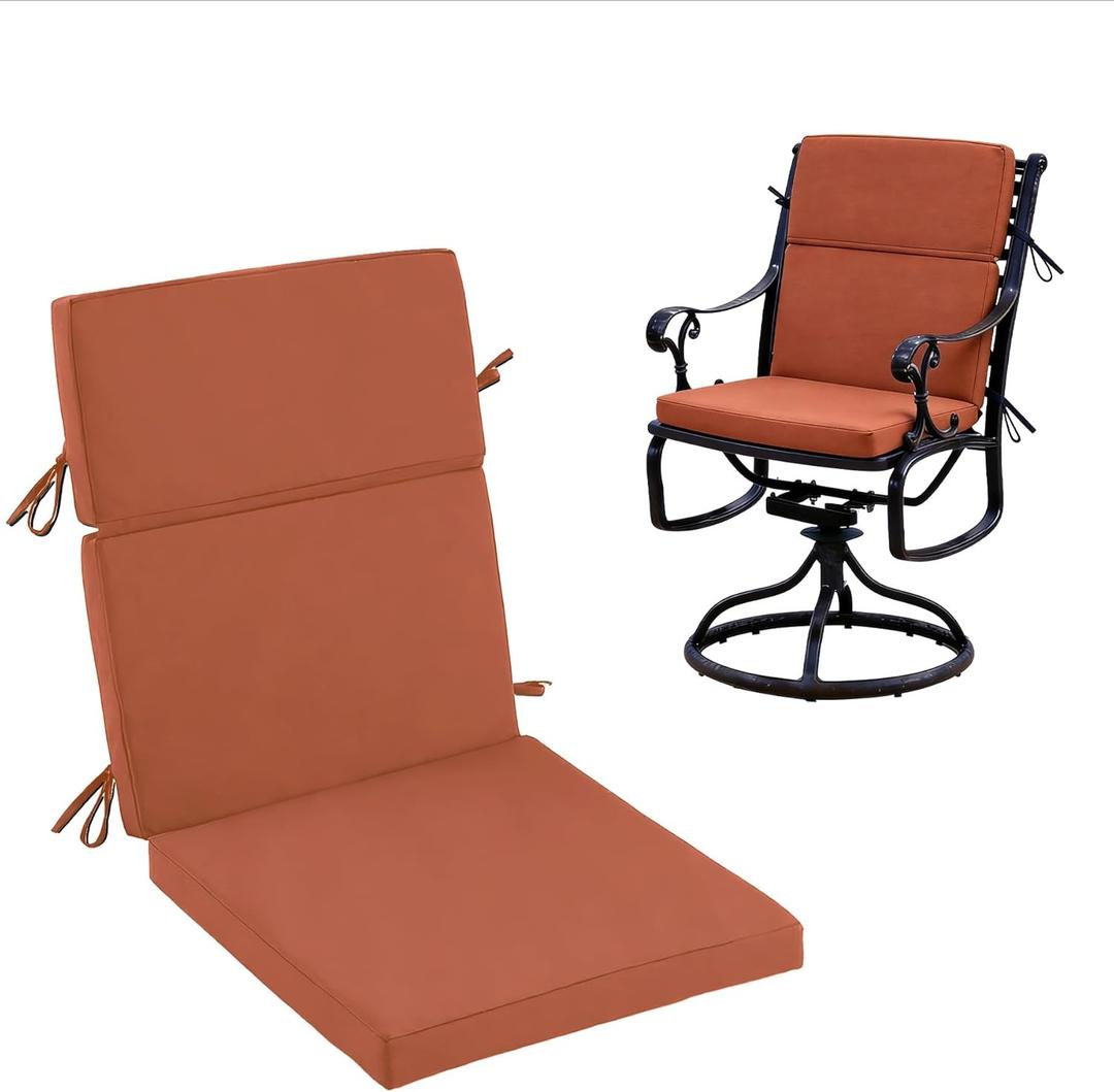 High Back Patio Chair Cushions, 21x20 Waterproof & Fade-Resistant Outdoor Dining Chair Cushions, Indoor/Outdoor High Back Cushion, Seat Pad for Glider and Lawn Chair, Spice