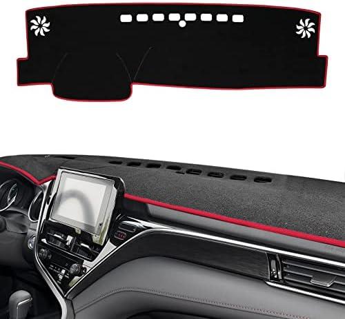 POSAID for Toyota Camry Dash Cover 2024 2023 2022 2021 2020 2019 2018 Dashboard Cover Mat Custom Fit Toyota Camry 2018-2024, Red Trim