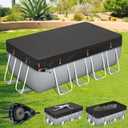 QH.HOME [2025 Upgraded Ultimate Windproof] 12x24 Ft Rectangular Pool Cover with Fast Tightening Patented Ratchet,Rectangle Pool Cover for Above Ground Pools with Weight-Bearing Rings