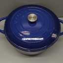 Cast Iron Dutch Oven with Lid  Non-Stick Ovenproof Enamelled Casserole Pot  Sturdy Dutch Oven Cookware  Dark Blue, 7.3-Quart, 30cm  by Nuovva