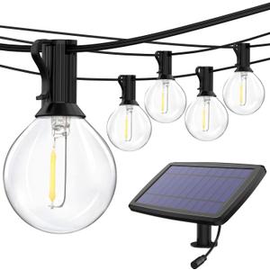 ABUNRO Solar String Lights Waterproof LED Indoor/Outdoor Hanging Umbrella Lights with G40 25 Bulbs - 27 Ft Patio Lights for Deckyard Tents Market Cafe Gazebo Porch Party Decor