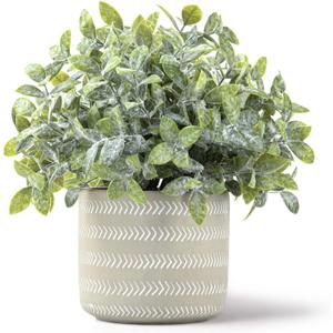 Artificial Plant in Pot for Modern Farmhouse Decor Faux Plant Realistic Fake Plant for Mantle Office Desk Coffee Table Decor, Aesthetic Room Decor for Bathroom Bedroom Living Room Dining Room Kitchen (Green)