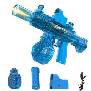 Electric Water Gun with Light Up, Modular Battery Easy Assembly for Kids, Water Toy for Summer Outdoor Swimming Pool (Blue)