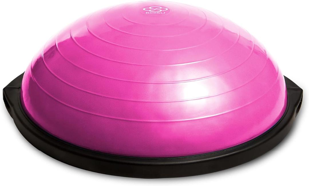 Bosu Balance Ball Exercise Trainer, Home Gym Equipment w/ Guided Workouts & Pump, 26", Blue - Inflatable Fitness Platform for Strength Training, Standing, Balancing, and Core Workout (Pink)