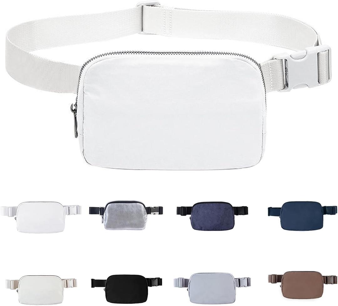Fanny Packs for Women Men, Waterproof Cross Body Belt Bag with Adjustable Strap, Fashion Waist Packs Crossbody Bagsfor Workout Running Traveling HikingWhite