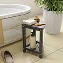 Shower Stool for Inside Shower, Corner Shower Bench Seat, HDPE Waterproof Shower Stool for Shaving Legs with Baffle Storage Shelf, Shower Seat/Foot Rest for Bathroom, Indoor/Outdoor Use, Grey