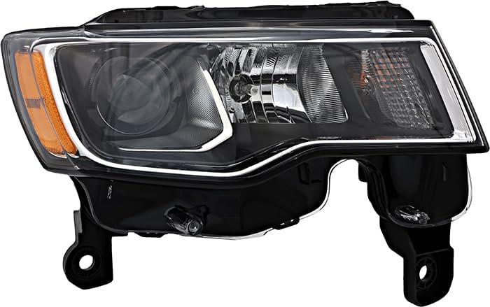 For Jeep Grand Cherokee Headlight Lamp 2017 2018 2019 2020 2021 Halogen Chrome Trim Passenger Right Side
