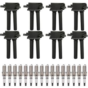 UF504 Ignition Coil Pack 56029129AA and Iridium Spark Plugs Set Of 8 Fit For Ram 1500,2500,3500,4500 2011-2020&Dodge Charger 2005-2020&Jeep Grand Cherokee 2006-2020&Chrysler 300 2005-2020 5.7L 6.4L V8