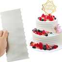 9 Inch Stainless Steel Cake Scraper, Cake Decorating Tools Sided Patterned Edge Stripe Smoother Frosting Scraper Decorating Comb for Mousse Butter Cream Tall Cake Pastry Decoration (SC-2)