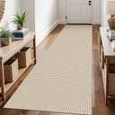 KOZYFLY Runners for Hallways 3x10 ft Washable Kitchen Runner Non Slip Rubber Backed Hallway Rugs Cotton Entryway Runner Rug Floor Carpet for Indoor Hall, Backdoor, Kitchen, Ivory/Khaki