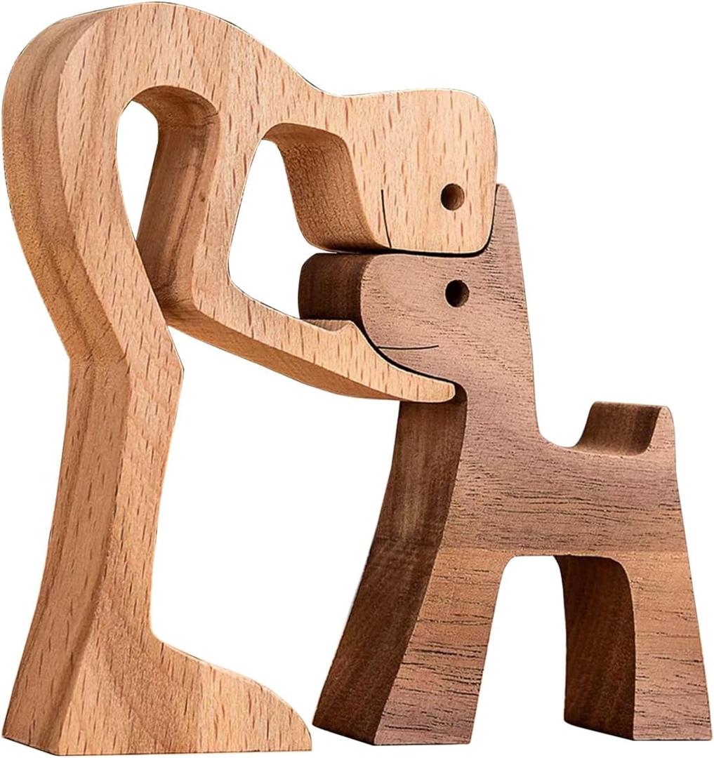 Wooden Dog Figurines for Kids, Wooden Puppy Figurines, Wooden Men Dog Carvings, Handmade Wooden Dog Gift for Dog Lover, Artwork for Desk Home Decor, Gift for Housewarming Holidays