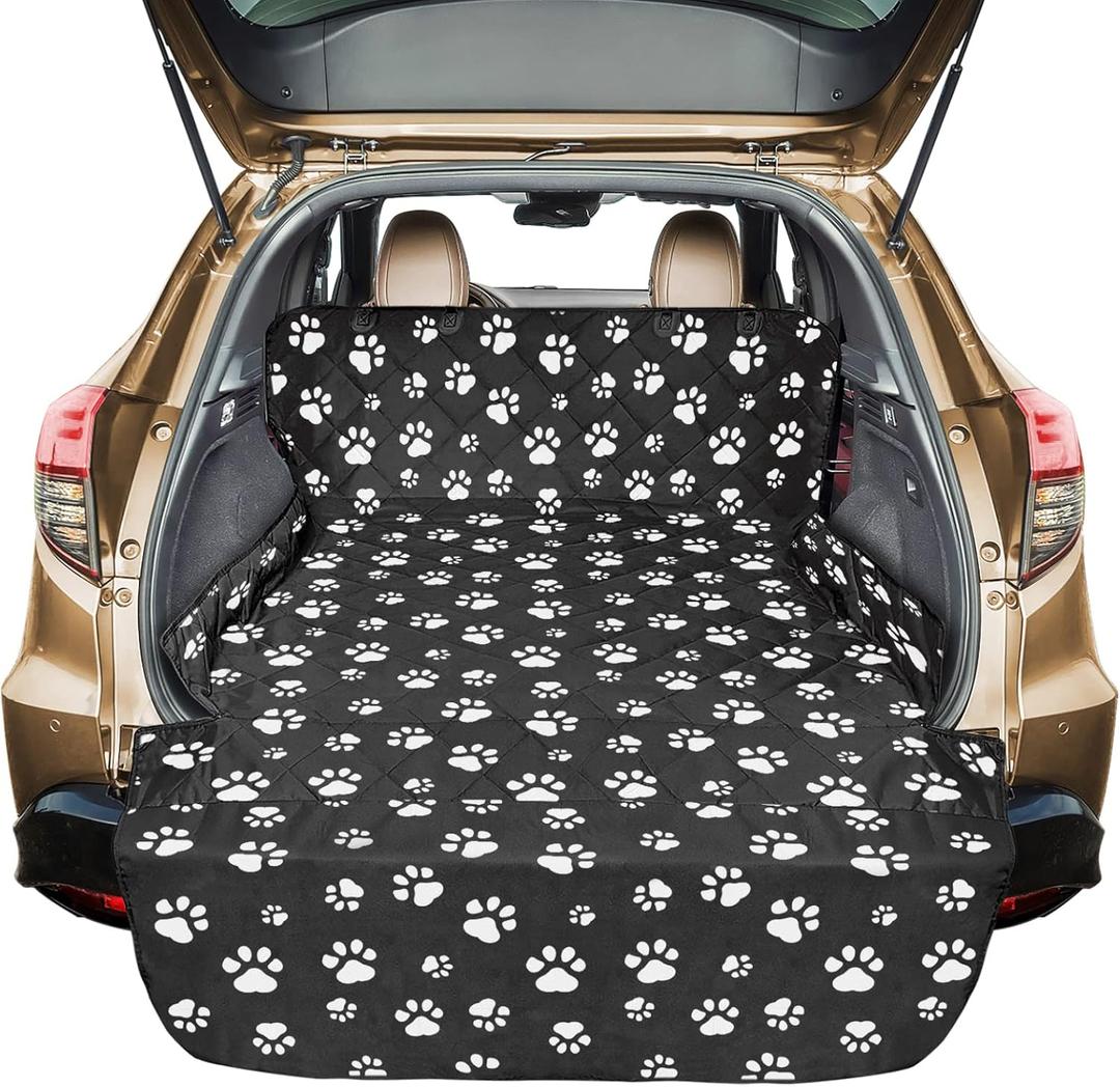 Veckle Extra Large SUV Cargo Liner for Dogs 106", Foldable Cargo Cover for Full-Size SUVs & Minivans, Waterproof Pet Trunk Mat with Bumper Flap, Non-Slip, Paw Print