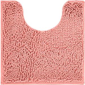 Reyox Chenille Bath Mat, Toilet Rugs U Shaped, Soft Plush Bath Bathroom Rug, Absorbent Shaggy Bathroom Contour Rug Coral Pink 19.7"x15.7"