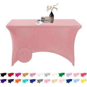 Spandex 4ft Waterproof Table Cover for Party,Wedding, Banquet, and Events(Dusty Pink) (48" x 30" (Rectangular))