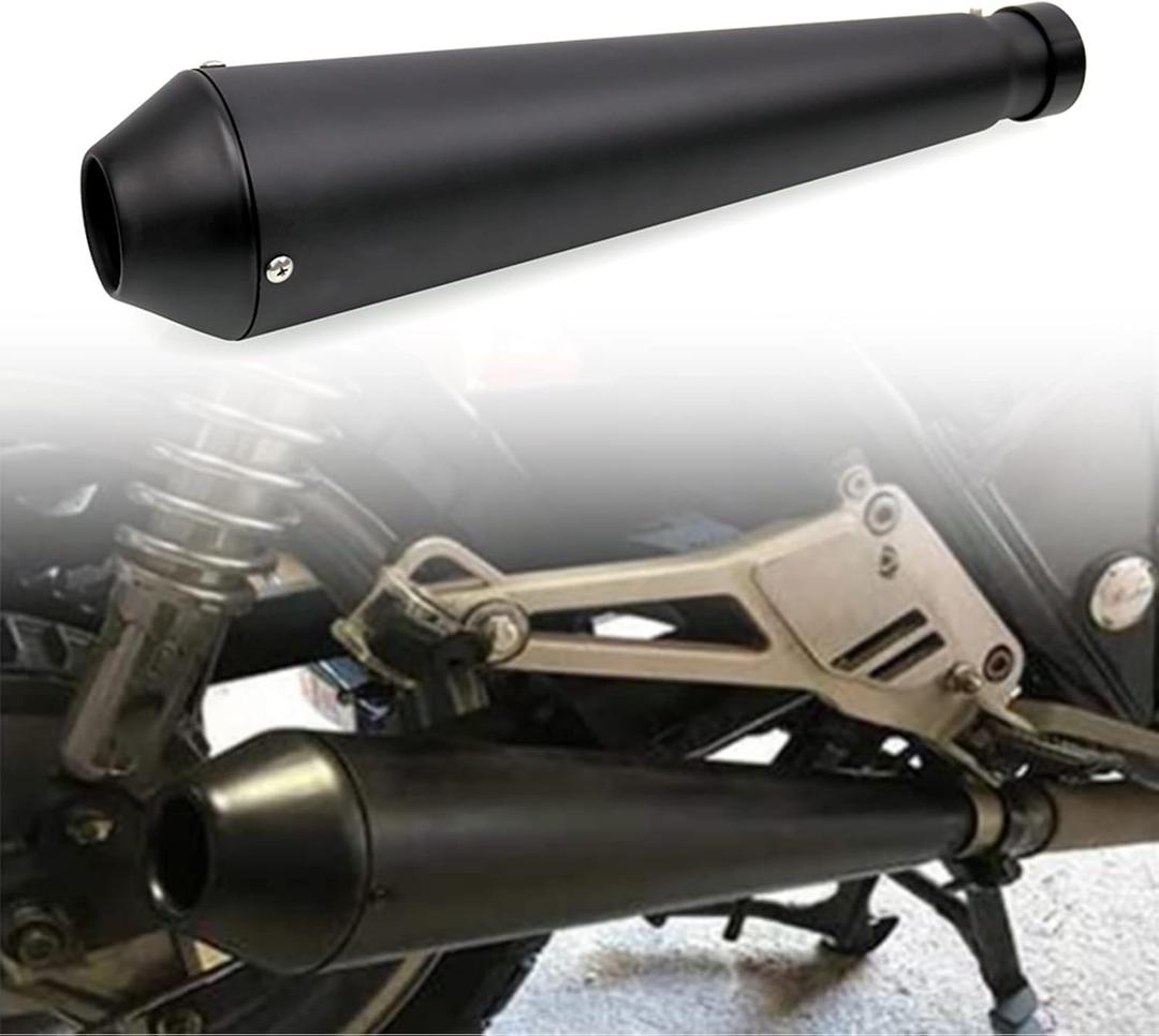 Sporacingrts Stainless Steel Motorcycle Exhaust Muffler Silencer Pipe Inlet 1.46 1.54 1.65 1.77Inch Motorcycle Exhaust for Dirt Bike Street Bike Scooter(Black)