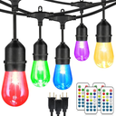 Mlambert 144Ft(3x48ft) Multicolor Outdoor Patio Lights, Dimmable RGB Cafe String Lights with 45+6 Waterproof LED Bulbs for Garden Bistro-Black 3 Pack