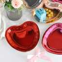 Winoo Design Bulk Valentines Plates - 50 PK - Shiny Heart Shaped Plates Paper for Valentines Day Decor Decorations Valentine Party Supplies