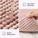 FRESHMINT Thick Chunky Chenille Bathroom Rugs 17"x24", Non Slip Bath Mat for Bathroom Floor, Large Soft Bathroom Decor Accessories, Cute Shower Mat Water Absorbent, Washable, Dusty Pink
