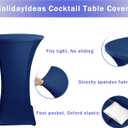 HolidayIdeas Cocktail Table Covers, 4 Pack - Fitted Stretch Spandex Square Corners Cocktail Tablecloths (Navy, Fit for 30"-32" Diameter x 43" Height Tables)