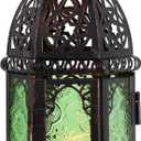 DECORKEY Christmas Decorations for Home, 11 Medium Size Vintage Metal Hanging&Tabletop Candle Holder Decor, Halloween Ramadan Decorations for Indoor Outdoor Porch Patio (Green)