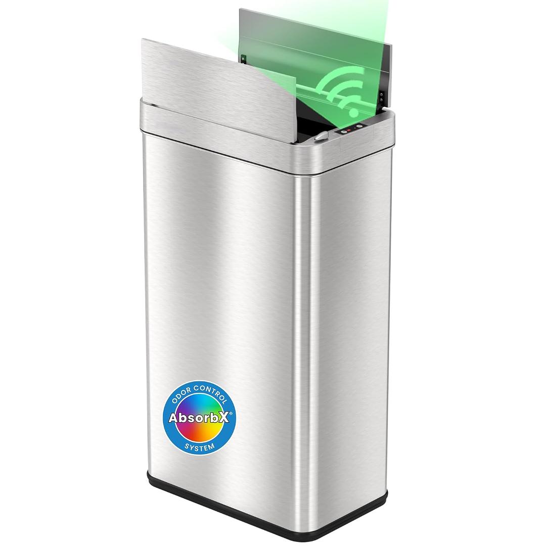 iTouchless 18 Gallon Sensor Kitchen Trash Can with Odor Filter | Pet Lock