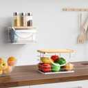 Extra Large Trash Bag Holder Stackable Kitchen Storage Slive, 2 Pack Wall Mounted Pantry Organizers and Storage with Bamboo Top, Garbage Bag Dispenser Under Sink for Laundry Room and Kitchen