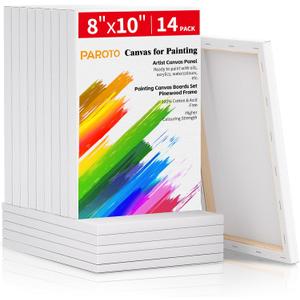 Canvas for Painting 8x10 Inch, 14 Pack Canvas Boards for Painting, 100% Cotton Blank Painting Canvas Oil Acrylic Watercolor Pouring Paint for Kids, Beginners, Artists