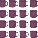 Set of 16 Ceramic Campfire Mugs 15 Oz, Purple Coffee & Tea Cups for Home, Work, Travel, Camping Customizable, Great for DIY, Events, Companies, 16 Count
