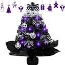 Syhood 1 Pack 18 Inch Mini Black Christmas Tree Set with Lights Christmas Small Tabletop Tree Decoration for Holiday Home Office Xmas Party Desktop Decor