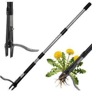 Weed Puller Tool Stand Up Heavy Duty Weed Remover Tool with 45'' Long Handle Weeding Tool & 4-Claw Steel Head,Garden Weed Pulling Tool,Without Bending Design