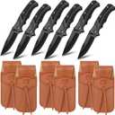 Abbylike 6 Set Man Pocket Knife Gift for Men Gifts Personalized Pocket Knife with Leather Sheaths Mini Folding Knives Proposal Gifts for Christmas Wedding Party Favors(Classic)