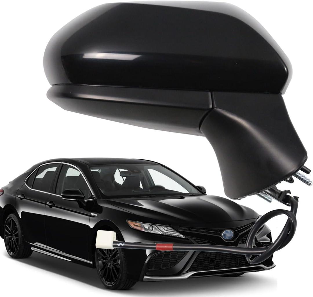 for Toyota Camry Side Mirror Assembly Passenger Side 2024 2018 2019 2020 2021 2022 2023 | Power | Gloss Finish | Non-Heated | Replaces TO1321366(RH)(POWER, Passenger Side(RH))