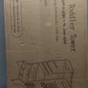 aiwo Toddler Tower Kitchen Step Stool, 3 Adjustable Height Standing Tower for Kitchen Counter, Chalkboard & Montessori Learning Activities